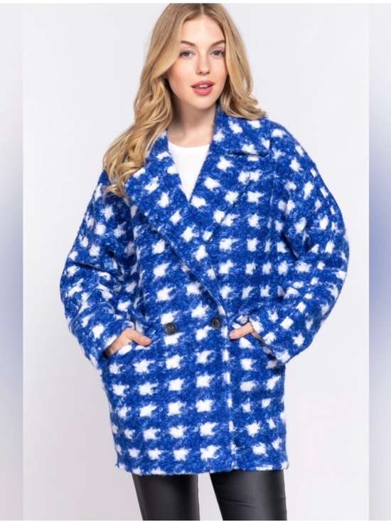 Active USA Jackets & Blazers - NWT Active USA Stylish Blue and White Fluffy Jacket